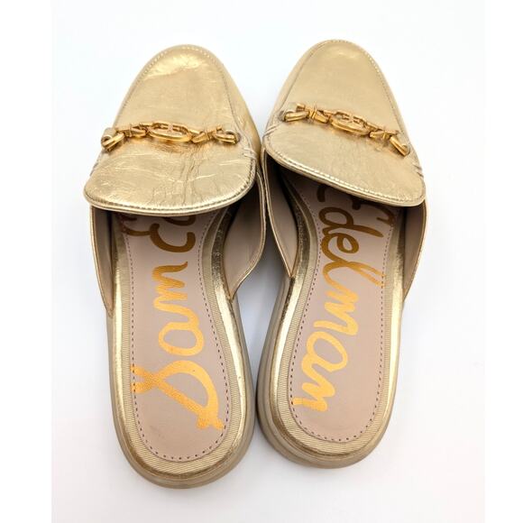 Sam Edelman Kira Slip On Mule Women's Logo Leather Gold Size US5M EU35 - Picture 9 of 11